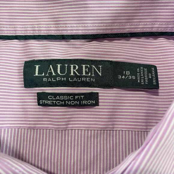 LRL RALPH LAUREN Button Shirt Classic Fit Stretch Long Sleeve Pocket Men 18 Pink - Picture 4 of 11